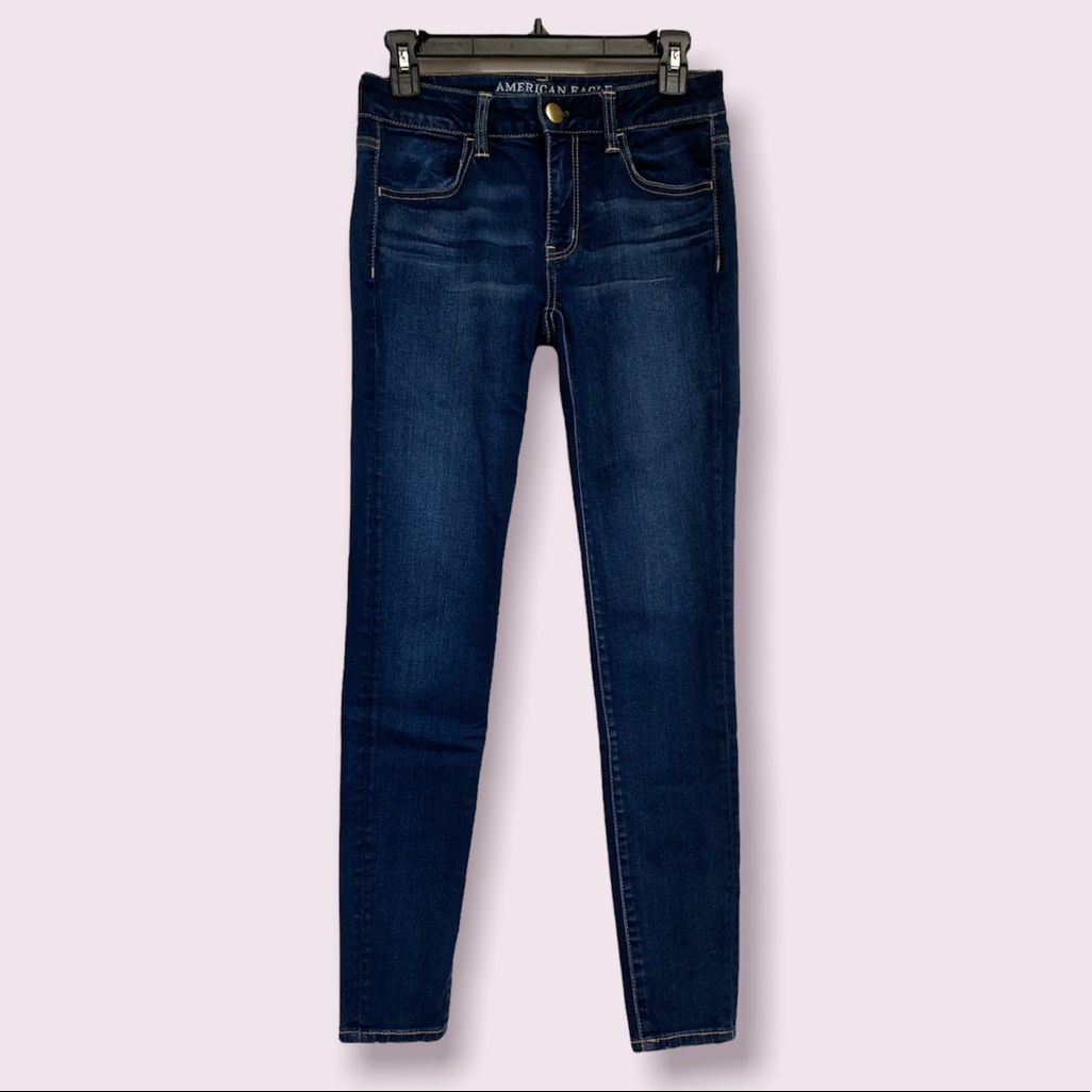 Aeo Super Stretch Reg Wash Denim Jeggings - Excellent Like New Condition - 4